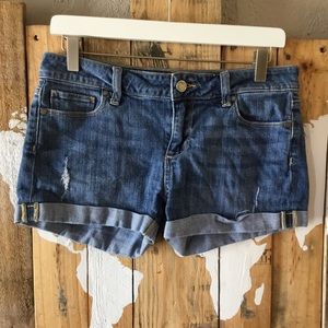 PAIGE rolled denim jean shorts